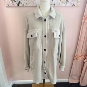Free People Oat Fleece Shacket – Oversized Button Front Jacket – Size LG